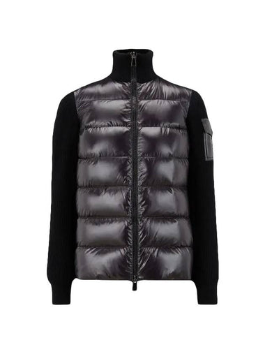 Merino Wool Padded Cardigan Black - MONCLER - BALAAN 1