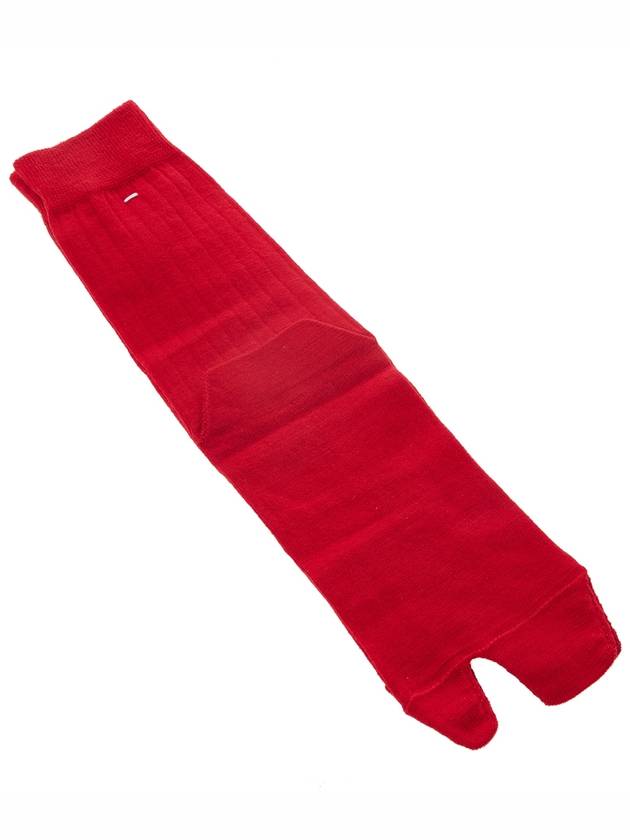 Tabi Ribbed Wool Blend Socks Red - MAISON MARGIELA - BALAAN 3