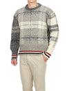 Tartan Check Jacquard Wool Mohair Knit Top Grey - THOM BROWNE - BALAAN 6