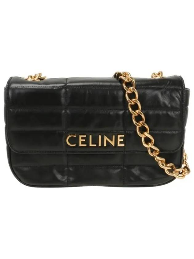 Monochrome Matelasse Quilted Calfskin Chain Shoulder Bag Black - CELINE - BALAAN 2