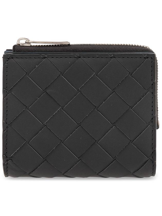 Intrecciato Bifold Calfskin Half Wallet Blue Black - BOTTEGA VENETA - BALAAN 2