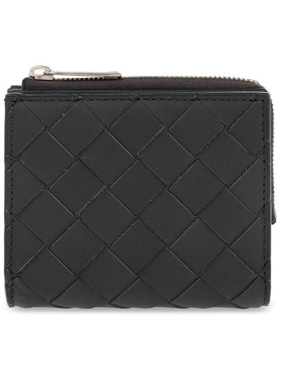 Intrecciato Bifold Calfskin Half Wallet Blue Black - BOTTEGA VENETA - BALAAN 2