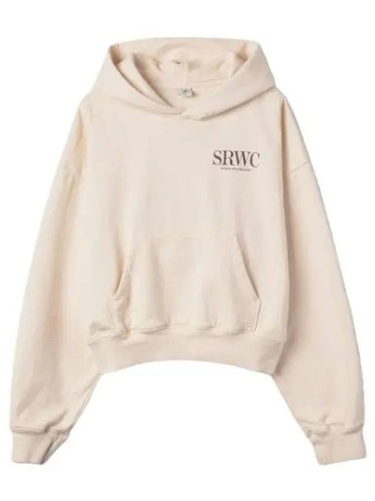 Logo Print Cropped Hooded Cream T Shirt Hoodie - SPORTY & RICH - BALAAN 1