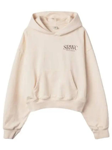 Logo Print Cropped Hooded Cream T Shirt Hoodie - SPORTY & RICH - BALAAN 1