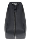 Triangle Logo Leather Backpack Black - PRADA - BALAAN 4