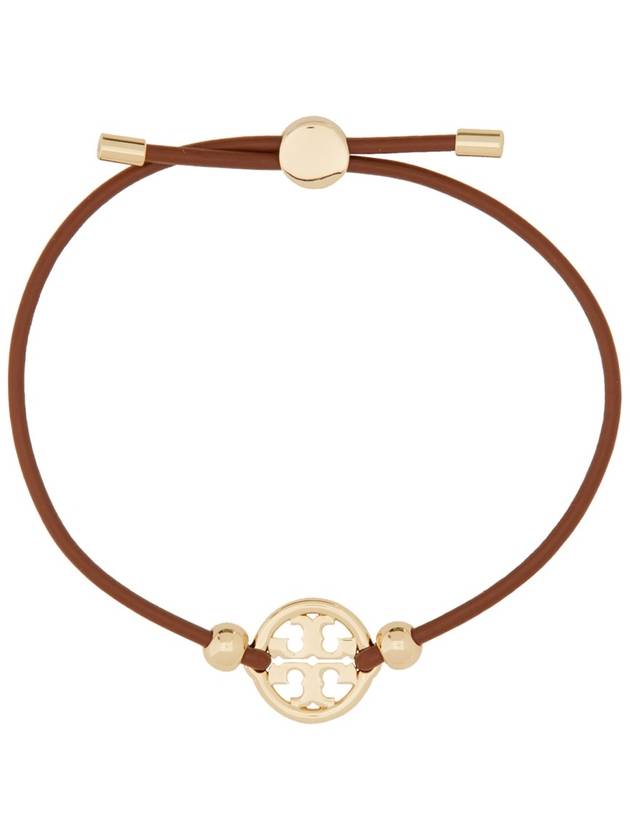 Miller Logo Charm Slider Leather Bracelet Brown - TORY BURCH - BALAAN 5