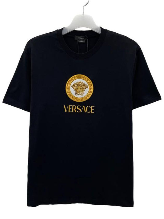 Embroidered Medusa Short Sleeve T-Shirt Black - VERSACE - BALAAN 2