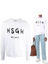 Men's Milan Brushed Logo Sweatshirt White - MSGM - BALAAN.