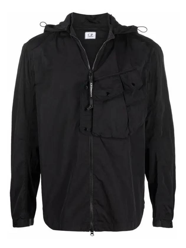 Men's Chrome R Goggles Hooded Jacket Black - CP COMPANY - BALAAN 7