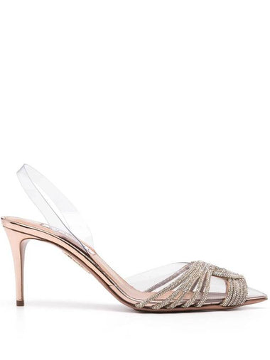 'Gatsby' Silver Crystal Embellishment Pumps With Sheer Slingback Strap In Pvc Woman Aquazzurra - AQUAZZURA - BALAAN 1