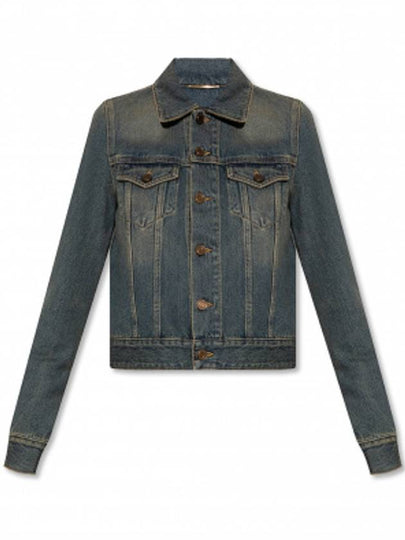 Vintage Washed Crop Denim Jacket Blue - SAINT LAURENT - BALAAN 2