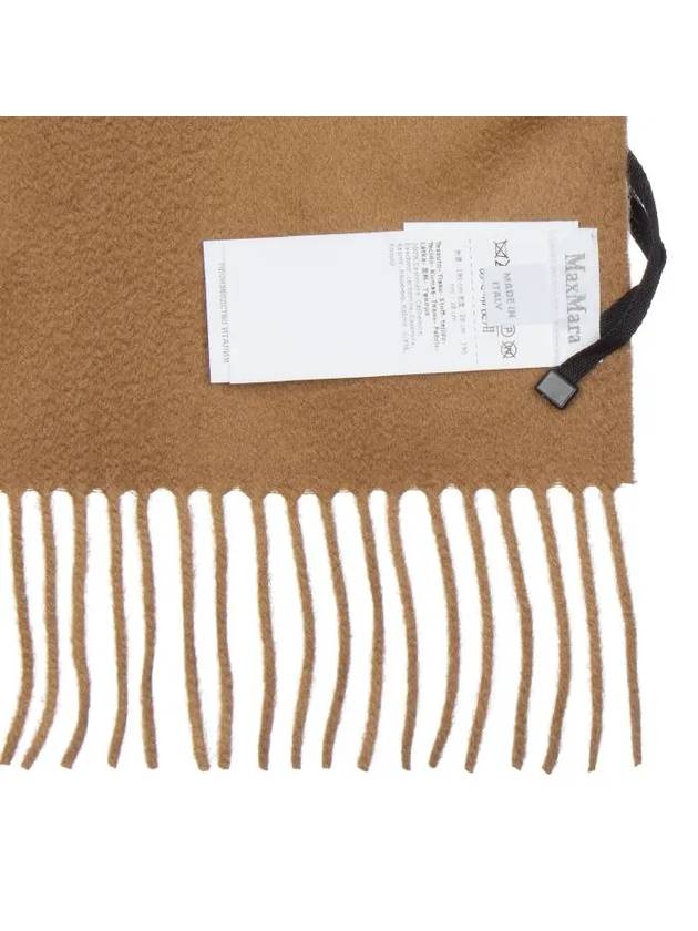 Wsdahlia Embroid M Logo Fringe Cashmere Muffler Camel - MAX MARA - BALAAN 6