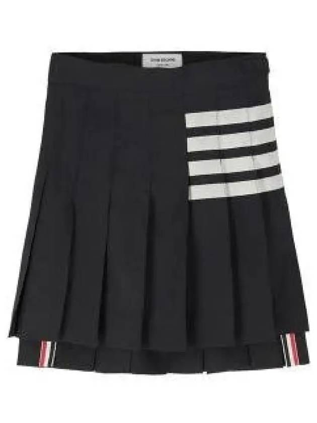 4 Bar Plain Weave Mini Pleated Skirt Navy - THOM BROWNE - BALAAN 2