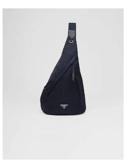 Re-Nylon Triangular Logo Sling Backpack Navy - PRADA - BALAAN 2