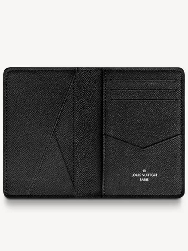 Pocket Organizer Taiga Leather Card Wallet Black - LOUIS VUITTON - BALAAN 5