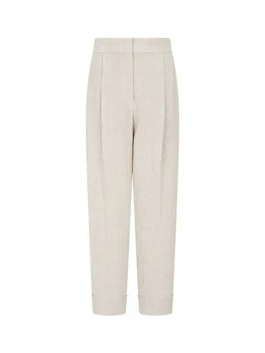 Shimaeul 8th Anniversary 10 ePoint 9 8 Women s Glen Check Big Roll Up Linen Pants Beige 270370 - BRUNELLO CUCINELLI - BALAAN 1