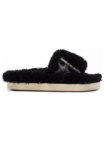 Leather Star Shearling Full Star Slippers Black - GOLDEN GOOSE - BALAAN 1