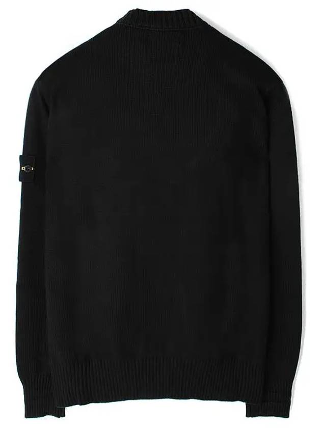 Round Neck Wappen Organic Knit Top Black - STONE ISLAND - BALAAN 3