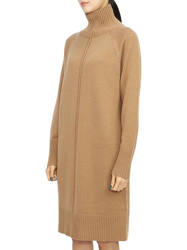 Zerbino Turtleneck Collar Short Dress Brown - MAX MARA - BALAAN 3