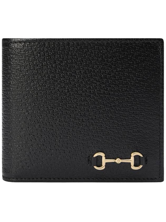 Horsebit Leather Two-Fold Half Wallet Black - GUCCI - BALAAN 2