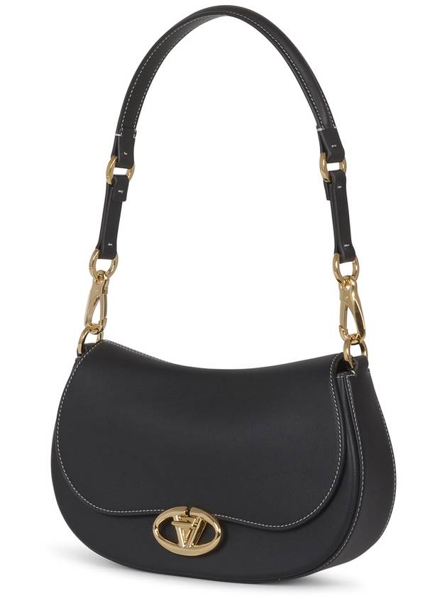 Garavani Oval Leather Shoulder Bag Black - VALENTINO - BALAAN 3