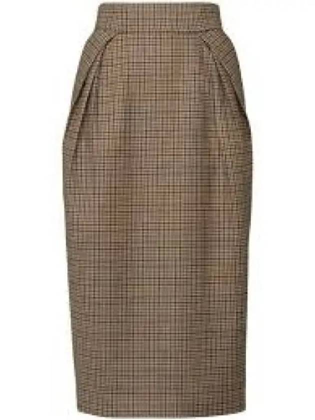 Women's Houndstooth Wool H Line Skirt Camel - MAISON MARGIELA - BALAAN 2