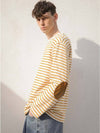 leather patch striped long sleeve t-shirt yellow - BUTTON SEOUL - BALAAN 2