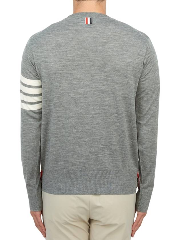 4 Bar Armband Classic Merino Wool Knit Top Light Grey - THOM BROWNE - BALAAN 4