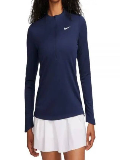 Women's Dri Fit UV Advantage Half Zip Long-Sleeve T-Shirt Navy - NIKE - BALAAN 2