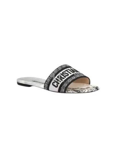 Dway Paris Motif Embroidery Cotton Slippers Black White - DIOR - BALAAN 2