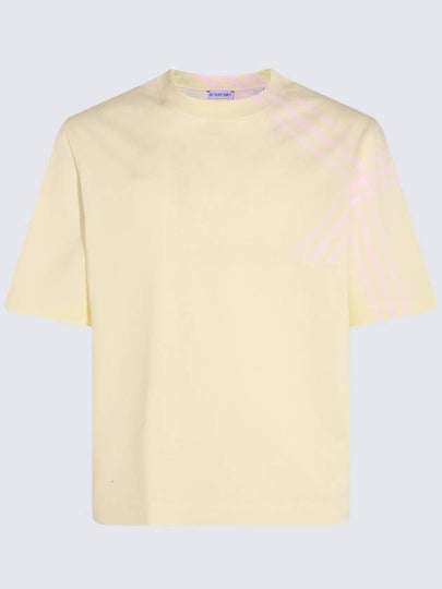 Check Cotton Short Sleeve T-Shirt Yellow - BURBERRY - BALAAN 2