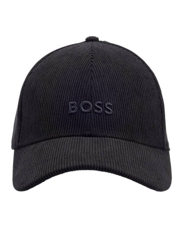 Embroidered Logo Baby Corduroy Ball Cap Black - HUGO BOSS - BALAAN 1