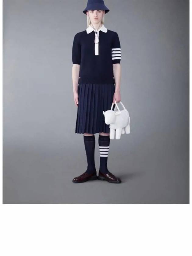 Cotton 4-Bar Hector Polo T- Shirt Navy - THOM BROWNE - BALAAN 6