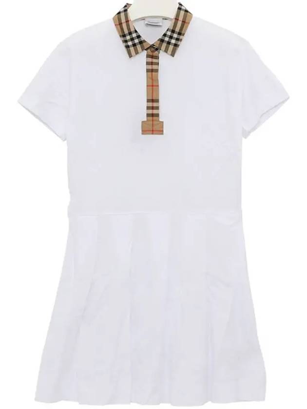 Kids Collar Check Polo Dress White - BURBERRY - BALAAN 4