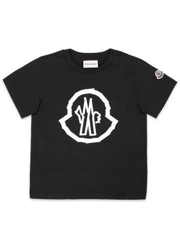 Kids Big Logo Patch Short Sleeve Black 8C00013 89AFV 999 8 10A - MONCLER - BALAAN 1