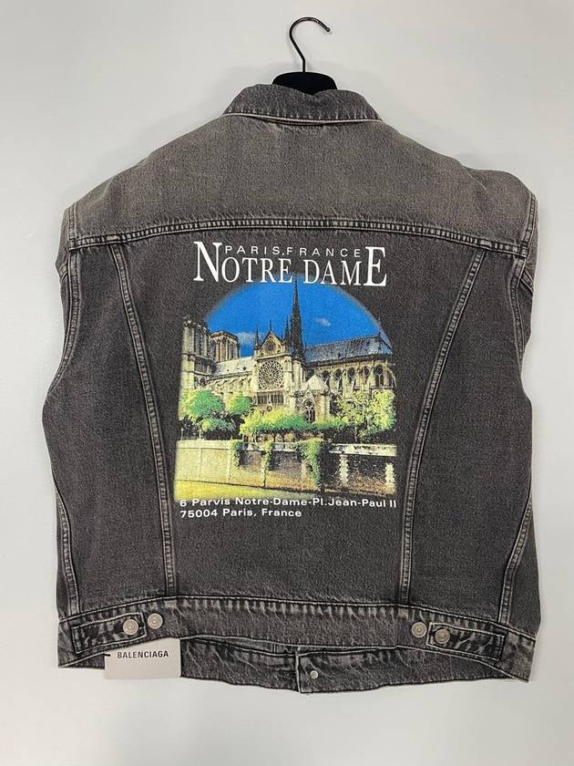Notre Dame Print Denim Jacket Black - BALENCIAGA - BALAAN.