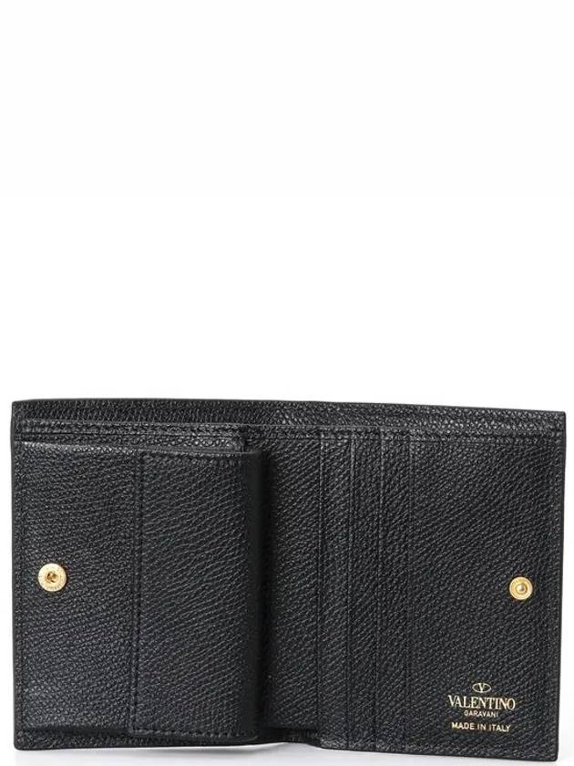 Compact V Logo Signature Calfskin Half Wallet Black - VALENTINO - BALAAN 5