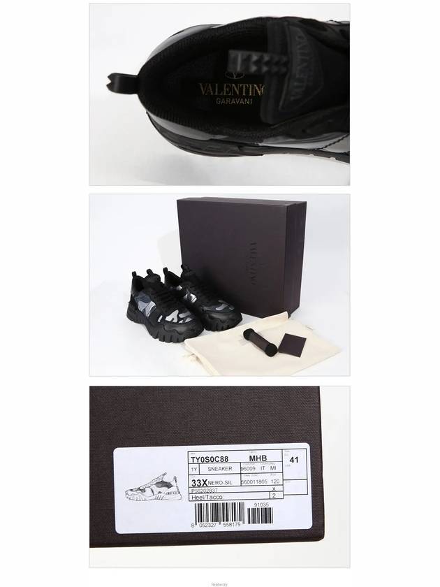 Camouflage Rockrunner Plus Low Top Sneakers Black - VALENTINO - BALAAN 3