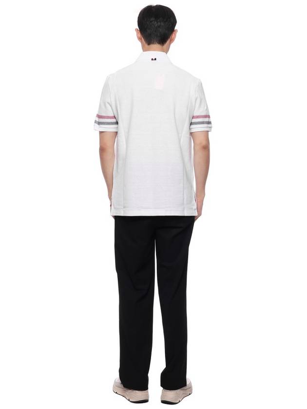 Men's RWB Stripe Cotton Polo Shirt White - THOM BROWNE - BALAAN 6