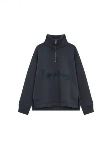 Women s Embroidered Logo Half Zip Sweatshirt Dark Navy 271839 - EMPORIO ARMANI - BALAAN 1