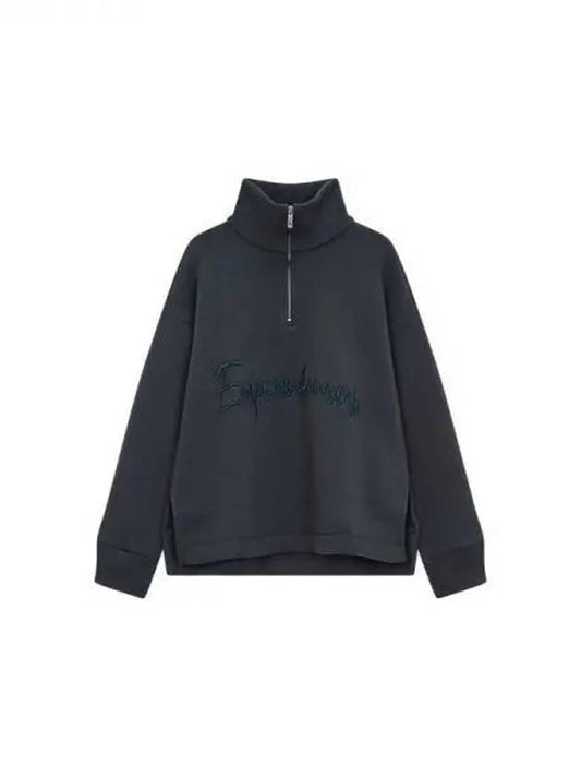 Women s Embroidered Logo Half Zip Sweatshirt Dark Navy 271839 - EMPORIO ARMANI - BALAAN 1