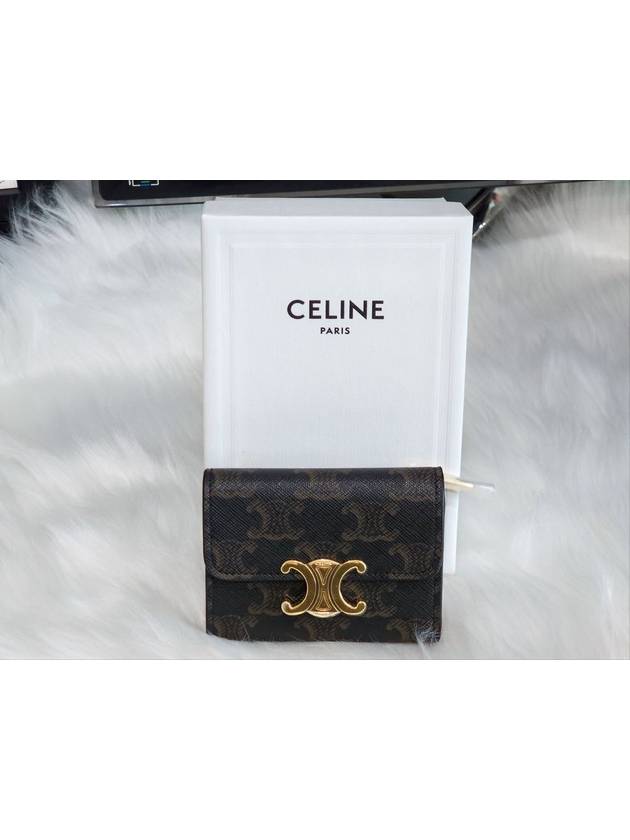 Triomphe Compact Coin Card Wallet Tan - CELINE - BALAAN 3