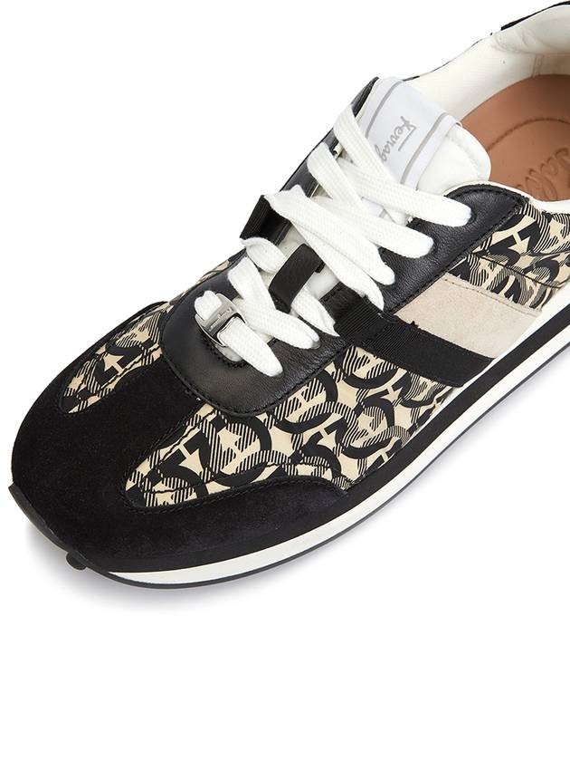 Gancini Monogram Low Top Sneakers Black Beige - SALVATORE FERRAGAMO - BALAAN 8