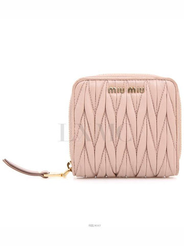 Matelasse zipper wallet pink half 5ML522 - MIU MIU - BALAAN 1