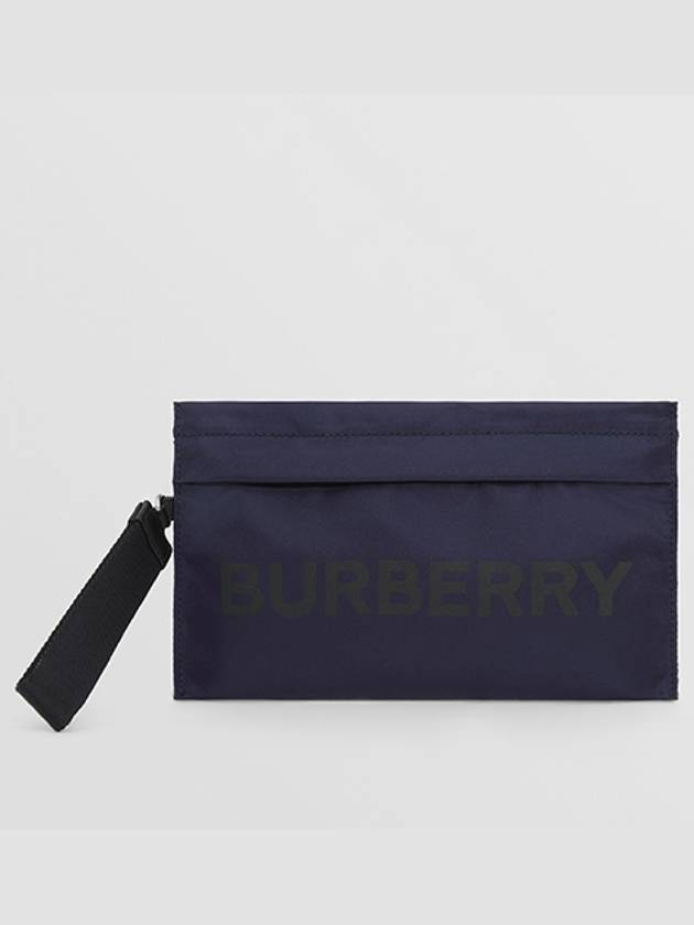 Printed Logo Nylon Handstrip Pouch Navy 80528411 - BURBERRY - BALAAN 1