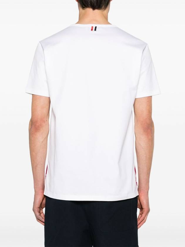 Men's Medium Weight Jersey Tipped Pocket Crewneck Short Sleeve T-Shirt White - THOM BROWNE - BALAAN 5