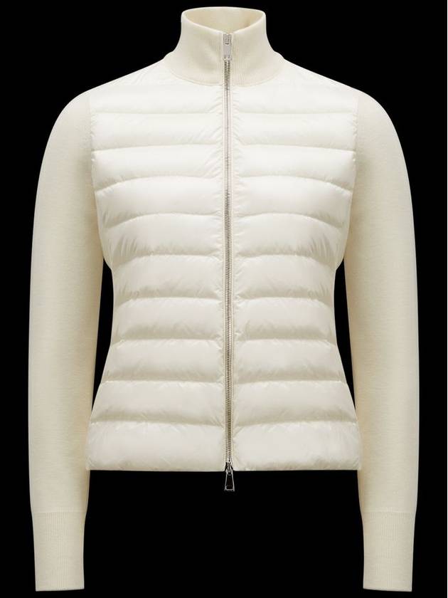 High Neck Padded Wool Cardigan White - MONCLER - BALAAN 2