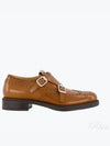 Brogue Leather Monk Strap Brown - MIU MIU - BALAAN 2