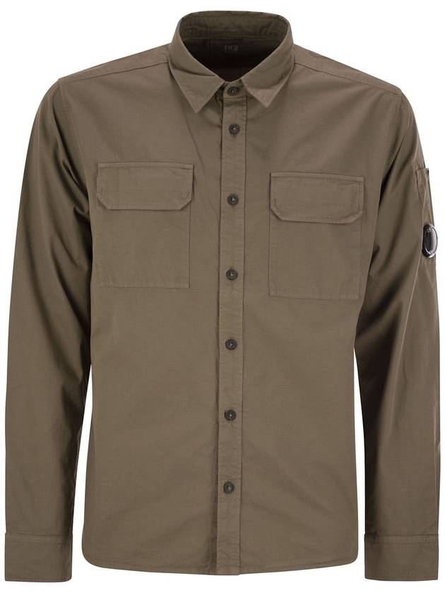 C.P.COMPANY ORGANIC GABARDINE BUTTONED LENS SHIRT - CP COMPANY - BALAAN 1