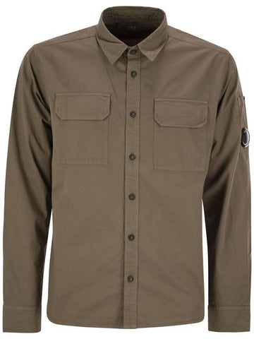 C.P.COMPANY ORGANIC GABARDINE BUTTONED LENS SHIRT - CP COMPANY - BALAAN 1